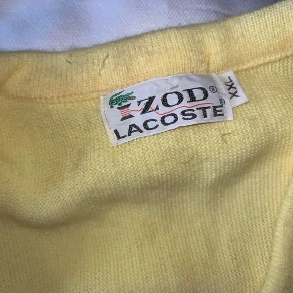 Lacoste Yellow V-Neck Sweater - Picture 3 of 3